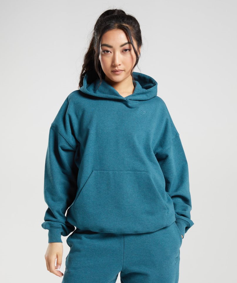 Women\'s Gymshark Rest Day Sweats Hoodie Turquoise | NZ 9VZXQI